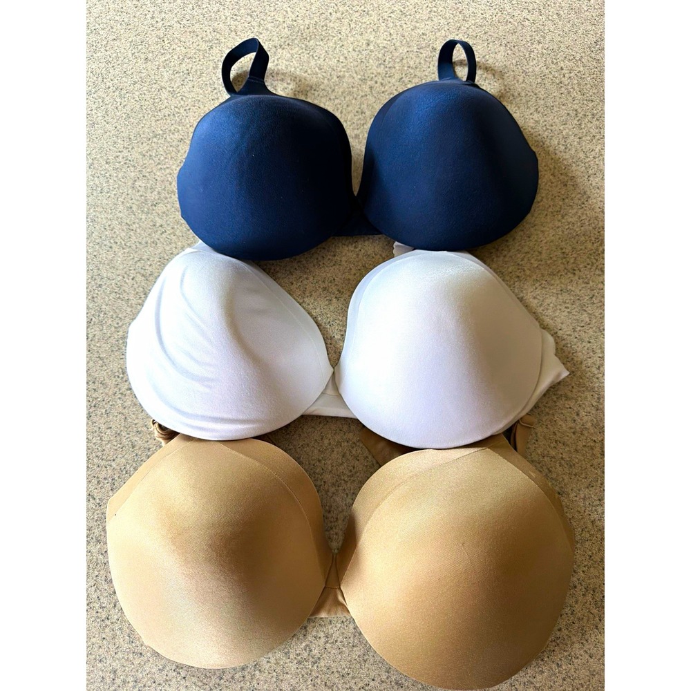 Maidenform Comfort Devotion 09436 Bras 34DD Lot of 3 White Beige Navy